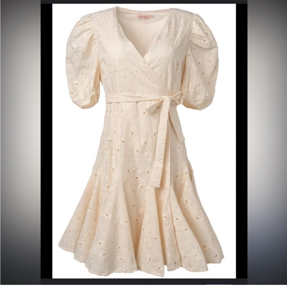 Ivy City Co Cream Puff Sleeve Beverly Midi Dress Size Large